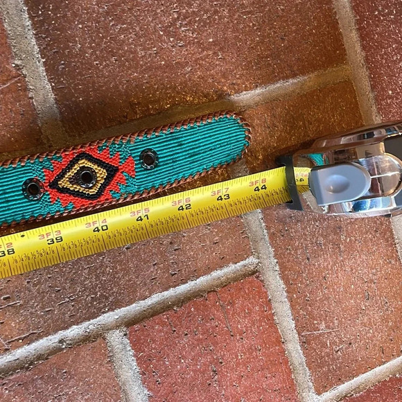 Teal Western Leather Belt - Picture 4 of 5